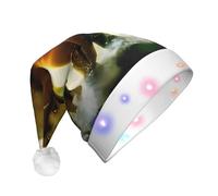 BLWSLC Light-up Santa hat Africa Elephant printed adult Santa hat suitable for Christmas New Year's and other holiday parties