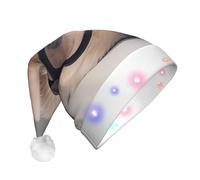BLWSLC Light-up Santa hat Guinea Pig With Glasses printed adult Santa hat suitable for Christmas New Year's and other holiday parties