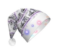BLWSLC Light-up Santa hat Love on the bike printed adult Santa hat suitable for Christmas New Year's and other holiday parties