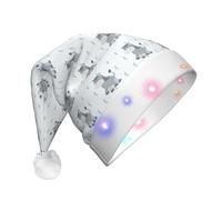 BLWSLC Light-up Santa hat smiling donkey printed adult Santa hat suitable for Christmas New Year's and other holiday parties