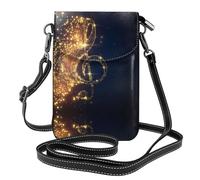 BLWSLC Lightweight small crossbody bag Gold Musical Note with Shiny Star printed women's shoulder bag with card slots suitable for everyday use and travel