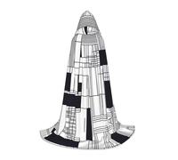 BLWSLC Linear interleaving Printed long Medium hooded cape for holiday parties, cosplay and fancy dress parties