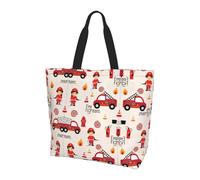 BLWSLC Little Boys and Girls in FireFighters Patterned shoulder bag, reusable organizer, suitable for travel, gym, and yoga.