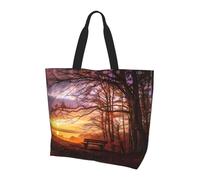 BLWSLC Lonely Bench Sunset Printed Large Capacity Travel Handbag Women's Everyday Outing Shoulder Tote Bag Suitable for Travel and Gym