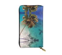 BLWSLC Long clutch Caribbean Islands printed zipper wallet suitable for travel work and attending banquets