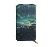 BLWSLC Long clutch Sea under the Aurora Borealis printed zipper wallet suitable for travel work and attending banquets