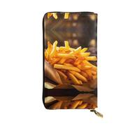 BLWSLC Long clutch stack of fries printed zipper wallet suitable for travel work and attending banquets