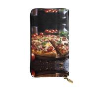 BLWSLC Long clutch Tantalizing Sausage Pizza printed zipper wallet suitable for travel work and attending banquets