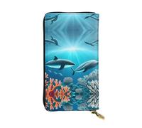 BLWSLC Long clutch Whales under the sea printed zipper wallet suitable for travel work and attending banquets