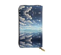 BLWSLC Long clutch White clouds over the sea printed zipper wallet suitable for travel work and attending banquets