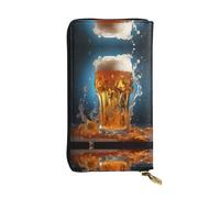 BLWSLC Long wristlet Beer foam printed long clutch suitable for outings travel hiking
