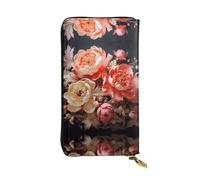 BLWSLC Long wristlet Brightly colored peonies printed long clutch suitable for outings travel hiking