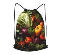 BLWSLC Lots of fresh vegetables Printed Sports Drawstring Backpack Fitness Travel Backpack Suitable For Gym And Travel, Black, M