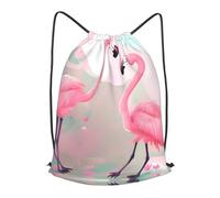 BLWSLC Love Flamingo Printed Travel Drawstring Backpack Gym Drawstring Bag Portable Suitable For Short Trips, Black, M