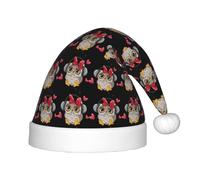 BLWSLC Love Owl Printed children's Christmas hat festive Christmas hat suitable for New Year's holiday parties and outdoor winter wear