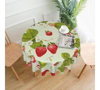 BLWSLC Lovely Strawberry Patterned Round Tablecloth - 60 Inch - Perfect for family gatherings, restaurants, holidays and celebrations