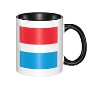 BLWSLC Luxembourg flag Printed ceramic Black mug with curved handle, suitable for office and everyday drinking.