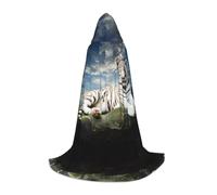 BLWSLC Majestic Tiger Resting on a Rock with Cloudy Sky patterned teen S hooded cape for cosplay, fancy dress and holiday party wear