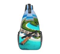 BLWSLC Maldives Scenery Patterned men's crossbody bag with adjustable strap, suitable for outdoor hiking or daily commuting