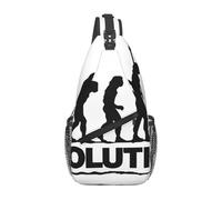 BLWSLC Men's Bodybuilding Evolution printed crossbody bag casual single shoulder backpack adjustable shoulder strap suitable for running and hiking