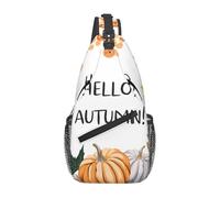 BLWSLC Men's single shoulder backpack Hello Autumn printed casual crossbody chest bag thickened adjustable shoulder strap suitable for daily outings