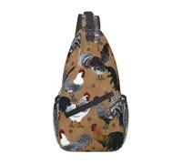 BLWSLC Men's single shoulder backpack Shine Rooster printed casual crossbody chest bag thickened adjustable shoulder strap suitable for daily outings