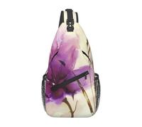 BLWSLC Men's single shoulder backpack Watercolor Flower printed casual crossbody chest bag thickened adjustable shoulder strap suitable for daily outings