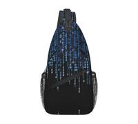 BLWSLC Men's the Blue Binary printed crossbody bag casual single shoulder backpack adjustable shoulder strap suitable for running and hiking