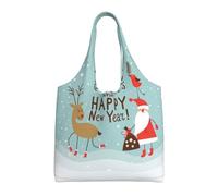 BLWSLC Merry Christmas and Happy New Year Printed single-shoulder commuter canvas bag, fitness sports leisure bag suitable for travel commuting or shopping