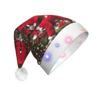 BLWSLC Merry Christmas Santa Claus Adult light-up Santa hat printed Santa hat with LED lights suitable for Christmas New Year's and other holiday parties
