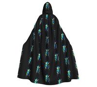 BLWSLC Metallic Beetle Printed hooded cape, long style, suitable for cosplay, stage performances or holiday parties.