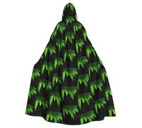 BLWSLC Metallic Palm Frond Printed hooded cape, long style, suitable for cosplay, stage performances or holiday parties.
