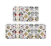 BLWSLC mexican salsa symbols Printed 2-Piece Non-Slip Mat Set Kitchen Sink Mat Suitable For Laundry Room And Entryway