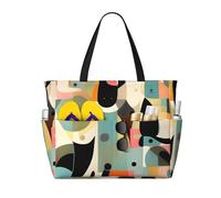 BLWSLC Mid-Century Modern Art Cat Printed, large capacity beach travel bag, suitable for vacations, camping, and everyday use.