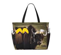 BLWSLC Mighty Highland Yak Printed, large capacity beach travel bag, suitable for vacations, camping, and everyday use.