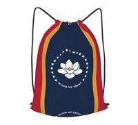 BLWSLC Mississippi State Flag Printed Travel Drawstring Backpack Gym Drawstring Bag Portable Suitable For Short Trips, Black, M