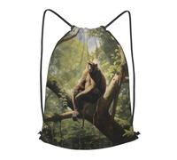BLWSLC Monkey sitting on a tree Printed Sports Drawstring Backpack Fitness Travel Backpack Suitable For Gym And Travel, Black, M