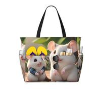 BLWSLC Mother and child rats Printed, large capacity beach travel bag, suitable for vacations, camping, and everyday use.