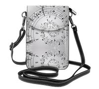 BLWSLC Music Note Wall Patterned leather crossbody bag, flap phone case, suitable for travel, hiking, camping or everyday use.