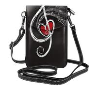 BLWSLC Music Symbols Love Printed phone wallet and shoulder bag, stylish, perfect for shopping, travel, camping, and everyday use.