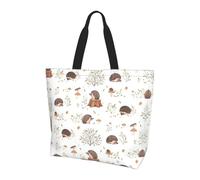 BLWSLC Nature Lovely Hedgehog Lovers Patterned shoulder bag, reusable organizer, suitable for travel, gym, and yoga.
