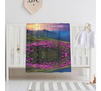 BLWSLC Nature Purple Flowers Meadow Mountain Scenic Printed baby throw blanket, swaddle blanket, crib blanket for toddlers, newborns, and children