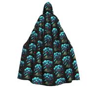 BLWSLC Neon Ant Colony Printed hooded cape, long cape, suitable for cosplay, stage performances or holiday parties.