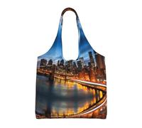 BLWSLC New York City Scenery Printed single-shoulder commuter canvas bag, fitness sports leisure bag suitable for travel commuting or shopping