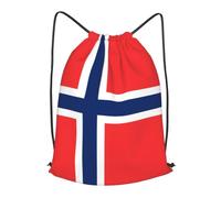 BLWSLC Norwegian flag Printed Travel Drawstring Backpack Gym Drawstring Bag Portable Suitable For Short Trips, Black, M