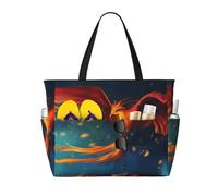 BLWSLC Orange Red Phoenix Patterned travel bag, large capacity shoulder bag, suitable for vacations, travel, and gym use.