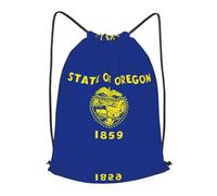 BLWSLC Oregon State Flag Printed Travel Drawstring Backpack Gym Drawstring Bag Portable Suitable For Short Trips, Black, M