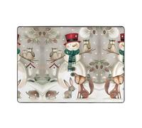 BLWSLC Owl standing on snowman Patterned rug, indoor floor mat, suitable for foyer, bathroom, living room, and bedroom.
