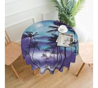 BLWSLC Palm Trees Patterned Round Tablecloth - 60 Inch - Perfect for family gatherings, restaurants, holidays and celebrations
