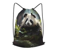 BLWSLC Panda cubs in the forest Printed Travel Drawstring Backpack Gym Drawstring Bag Portable Suitable For Short Trips, Black, M